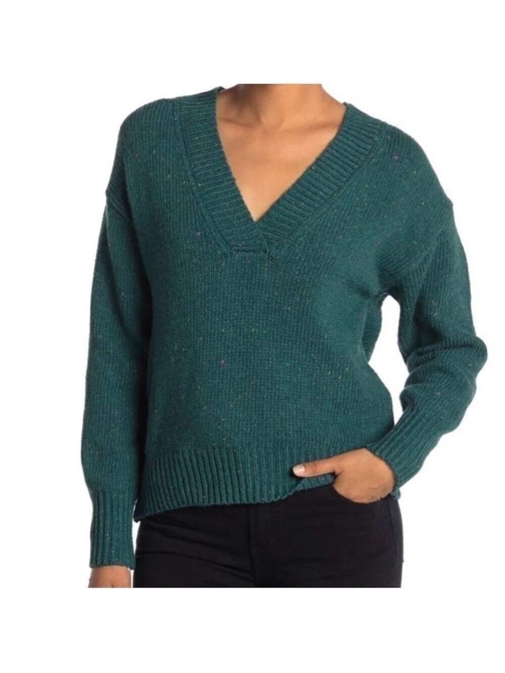 Women’s Abound Green Speckled Pullover Sweater Size Medium!